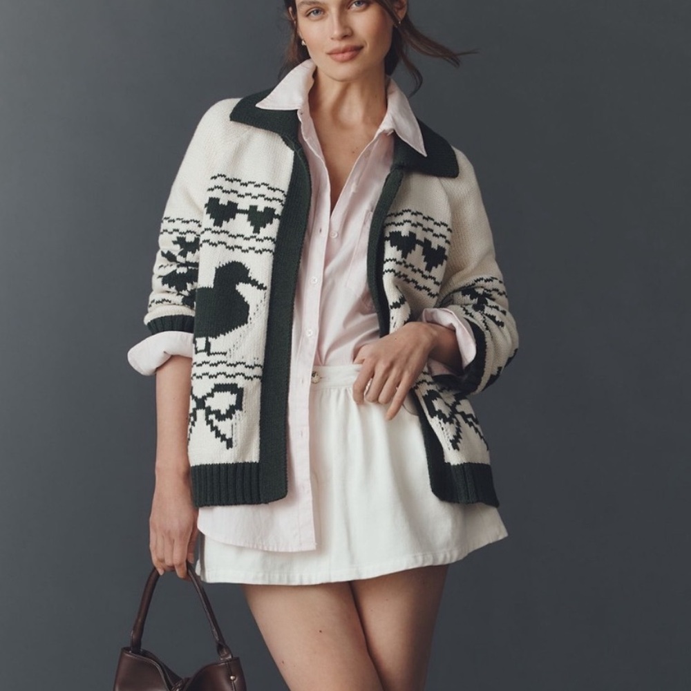 New with tags Anthropologie Bel Kazan Knitted Duck Icon Sweater Cardigan